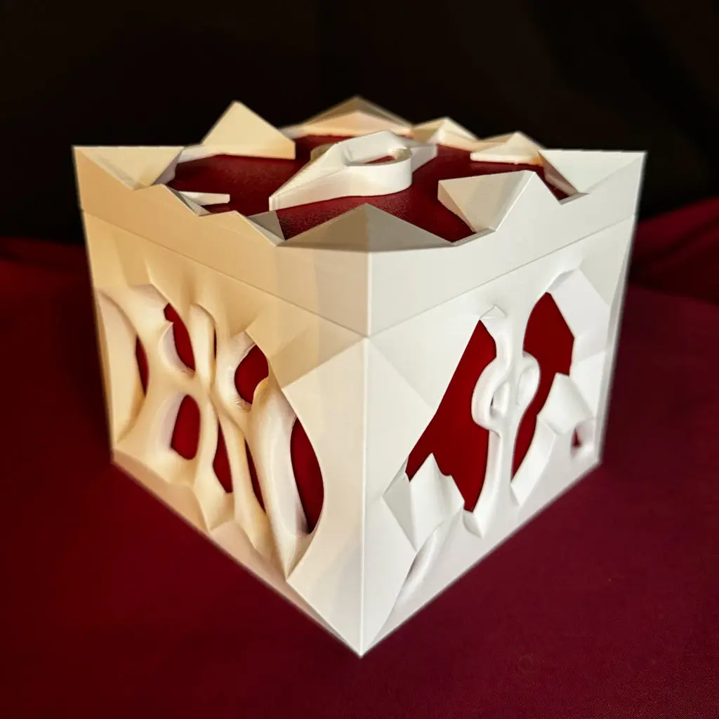 Phyrexia-Inspired Compleation Cube Commander Deck Box with Puzzle Lid & Eye-Catching Design for MTG Card Storage