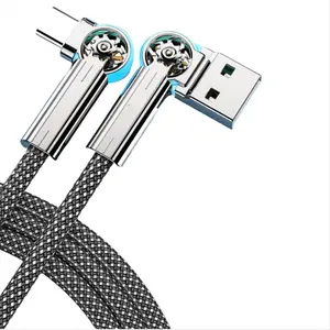 Fast Charging USB Type C Data Cable 180 Degree Swivel Elbow Gaming Data Cable Mobile Phone Charging Data Cable 1.5m for Christmas New Year Home Use