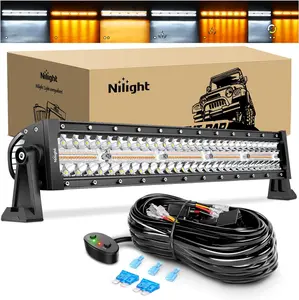 Nilight 22Inch 480W LED Light Bar Spot Flood Amber White Strobe 6 Modes Memory Function Reset Function Off-Road Truck Car ATV SUV Cabin Boat with 16AWG Wiring Harness Kit-1 Lead  dealsforyoudays, Led Car Lights, 480W Power Output