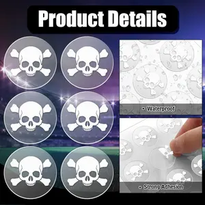 11/8" Skull Helmet Award Vinyl Stickers – 8 Sheets Self-Adhesive White Clear Print for Youth Football/Baseball/Lacrosse