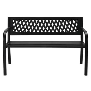 Outvita 47" Iron Garden Bench with PVC Mesh Backrest | Black, Yellow, Green, Red, White Options – Outdoor Essential Summervibes