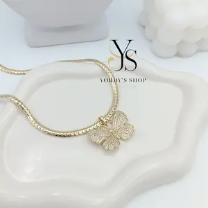 Yordys Shop Yordy Choker with Butterfly Pendant Elegant 14k Gold Plating High Quality 20 Inches Long Versatile Accessory for Special Events or Everyday Wear