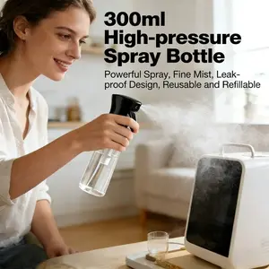 Continuous Fine Mist Spray Bottle 300ml - High Pressure Empty Atomizer for Skincare, Hair Care, Household Cleaning, and Alcohol Disinfection - Portable, Reusable, and Eco-Friendly for Salon, Home, and Travel