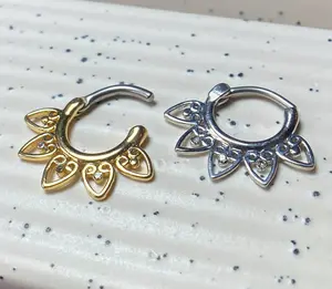 1pc Single Tribal Fan Septum Clicker 316L Surgical Steel 16g Nose Ring