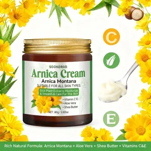 Arnica Cream with Arnica Flower Extract, Aloe Vera, Moisturizing, Nourishing, Hand and Elbow Care, 80g/2.82oz, Suitable for All Skin Types