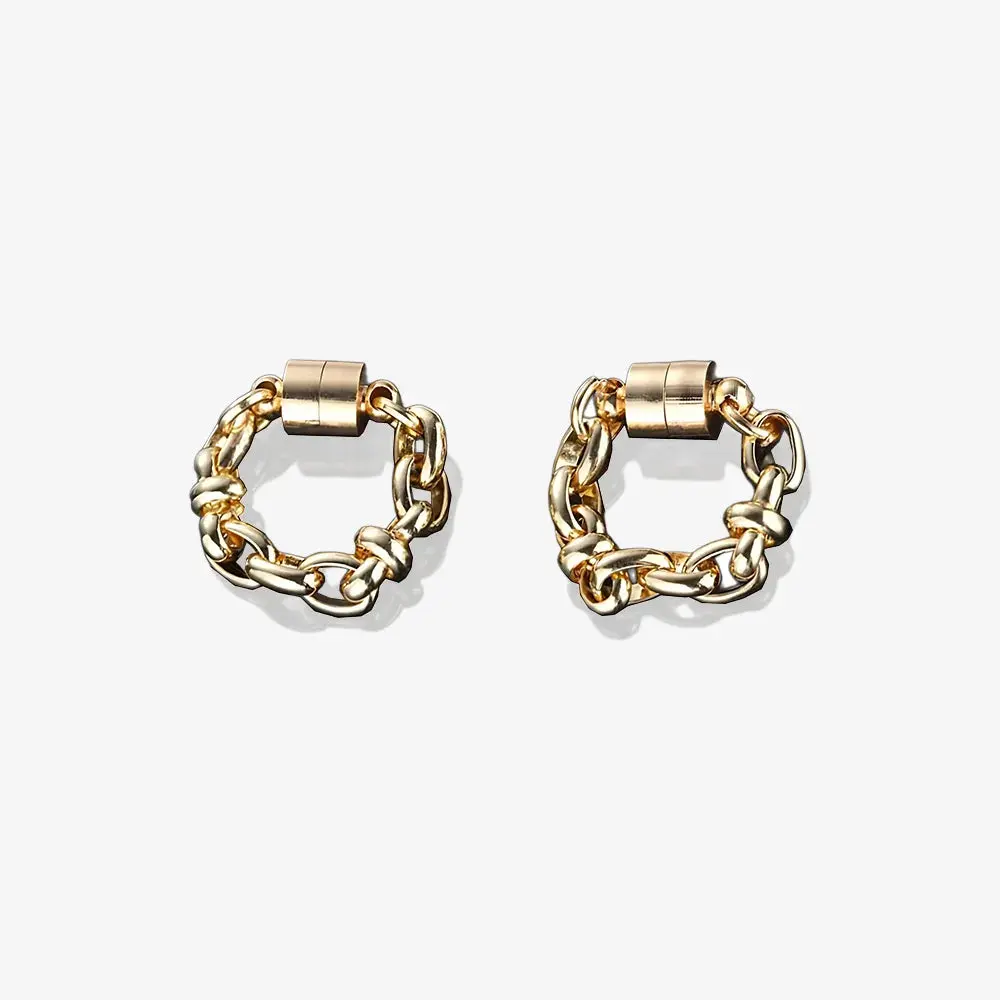 Gold Chain Magnetic Hoop Earrings