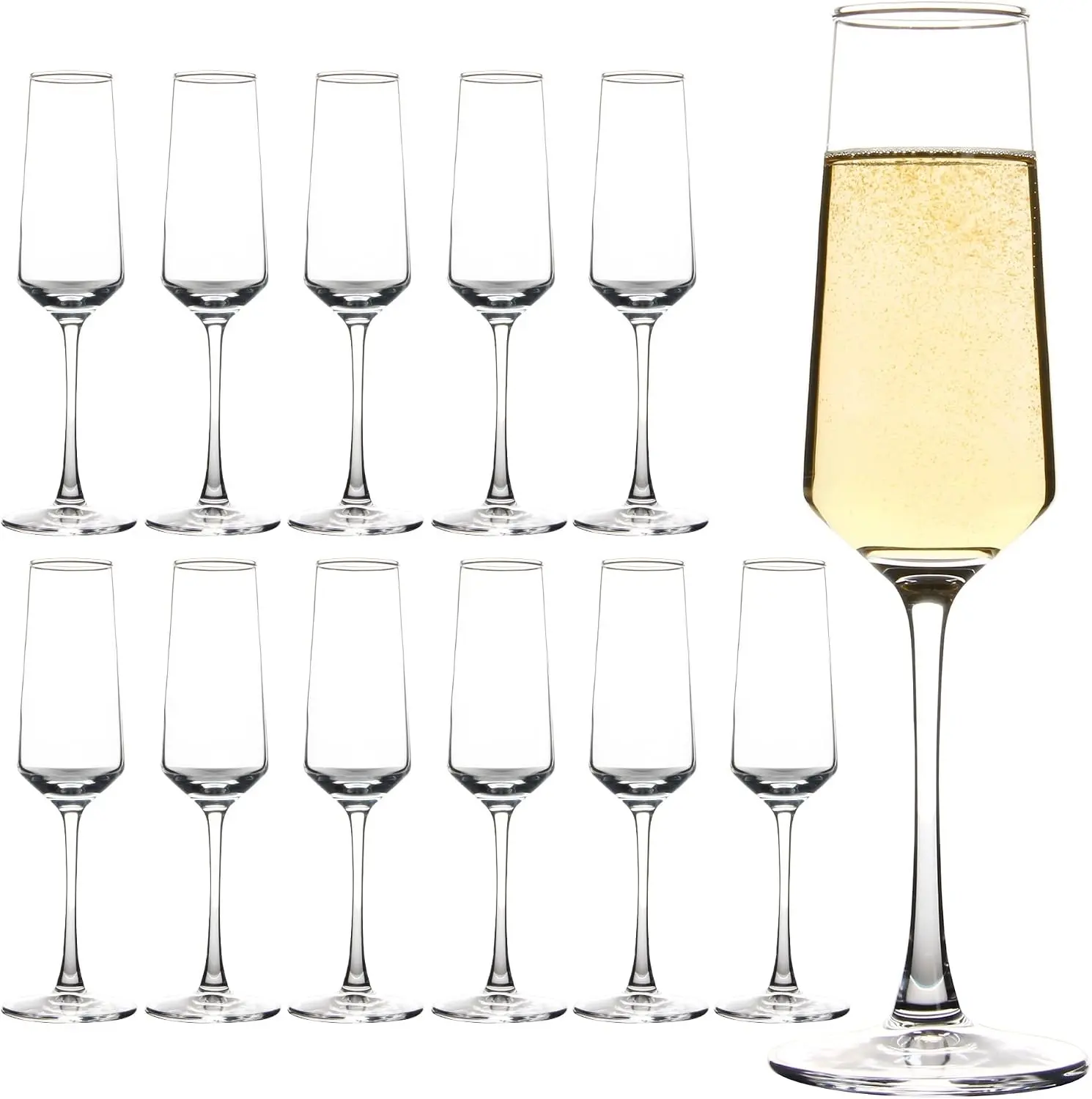 Champagne Glasses Set of 12, 7.5 oz Modern Sparkling Wine Glasses
