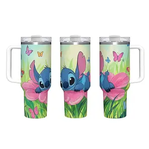 Disney Stitch 40oz Tumbler with Straw and Lid | 9 Hour Cold, 3 Hour Hot Retention, Insulated Travel Mug for Car, Valentine's Gifts for Women Men