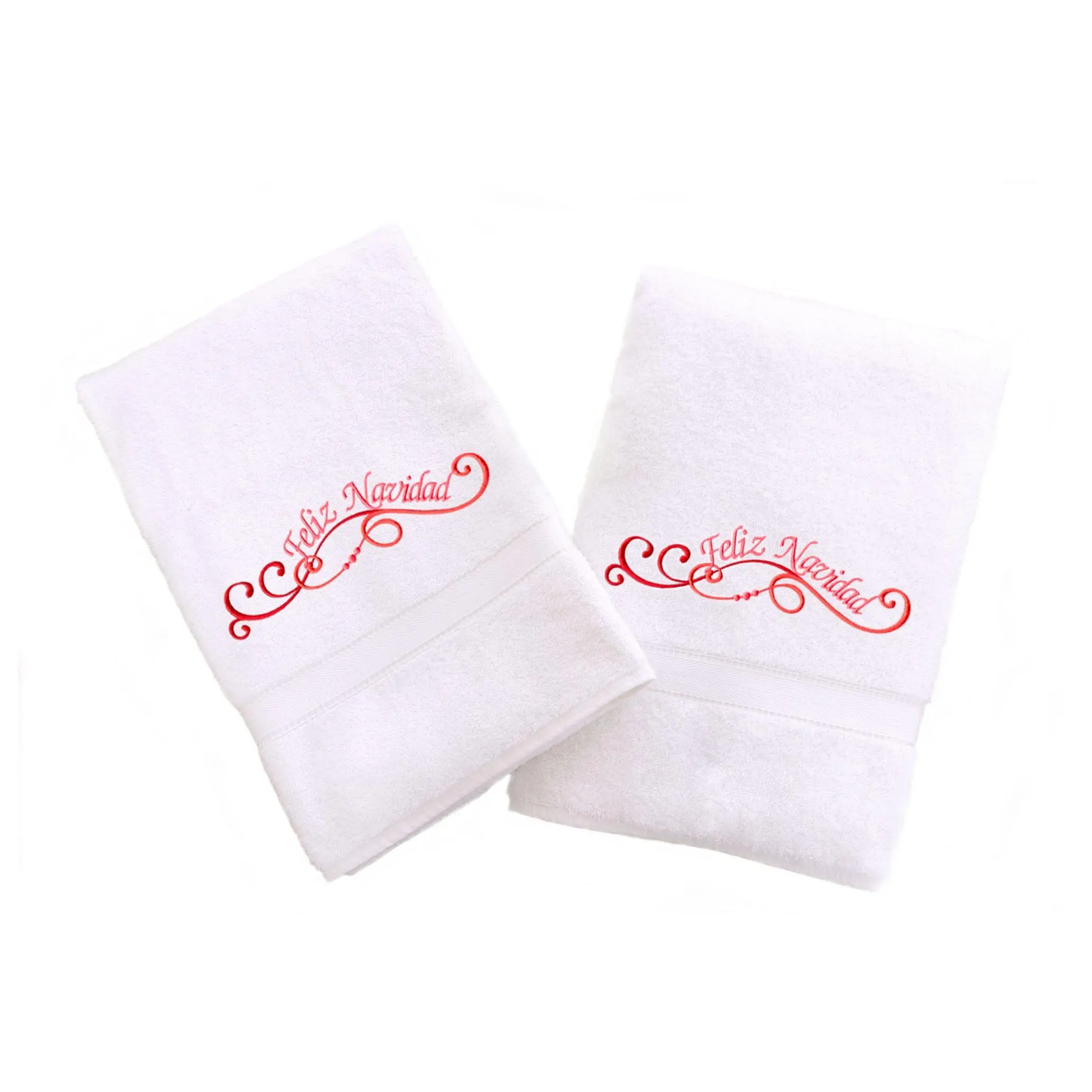 Linum Home Textiles Embroidered Hand Towels with Feliz Navidad