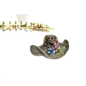 Elegant Sparkly Vintage Rhinestone Hat Brooch Pin Antique Silver Hat Brooch Pin