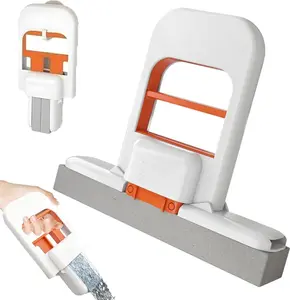 2 PCS Mini Foldable Desktop Mop – Portable Sponge Mop for Small Spaces, Hand Mop for Bathroom, Kitchen, Countertops & Tile – Wet/Dry Use with Deep Grooves & Replaceable Head