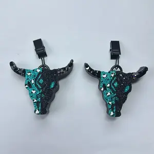 Mini Aztec Bull Vent Clips Set of 2 Car Freshener with Glitter Design