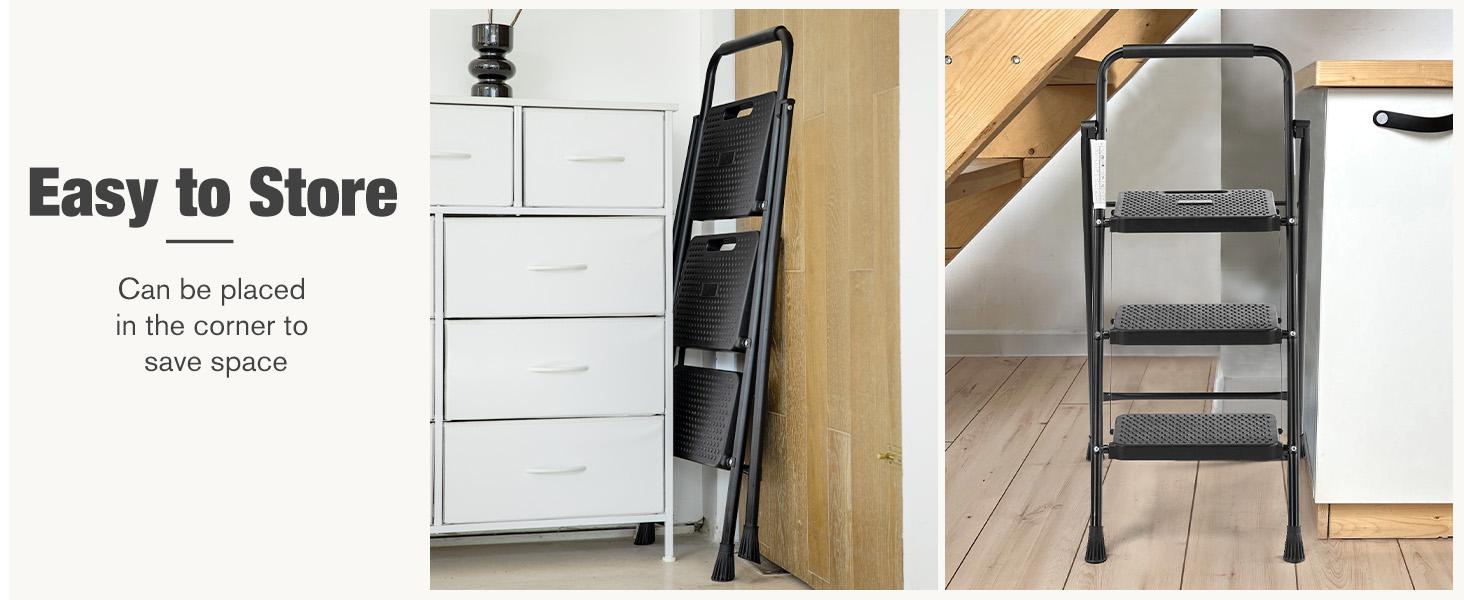 [Deal] Heavy Duty Step Ladder, Lightweight Foldable Stool for Adults, Small Ladder Portable Ladders with Sturdy Construction for Kitchen and Home