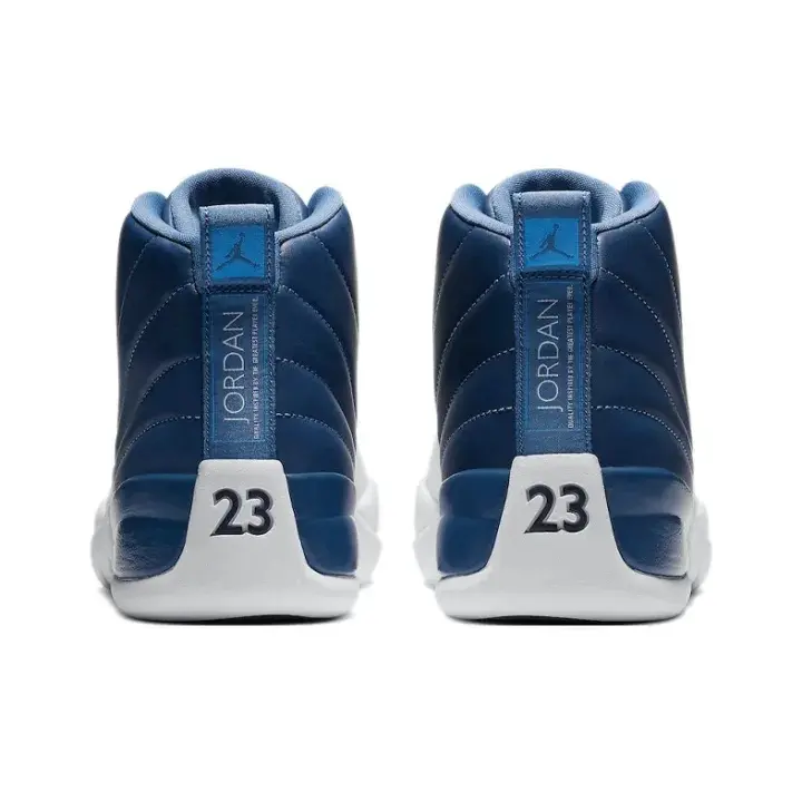 Brand New Sealed | with Original Shoe Box | Unisex | Smooth Full Grain Leather | Navy Blue & White | High Top Sneakers | Basketball Shoes | Streetwear Footwear | Daily Casual Athletic Shoes