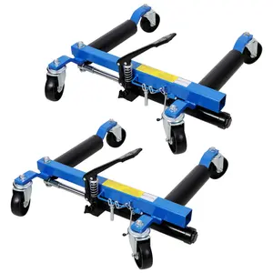Car Dolly Set of 2,Wheel Dolly Car Skates Vehicle Positioning Hydraulic Tire Jack With Foot Pedal Lift Hydraulic Car Wheel Dolly, 1,500lbs blue