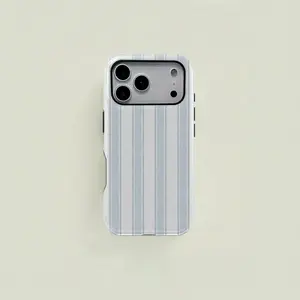 Blue Striped Watercolor Print Phone Case Cover, Durable Protective Two-In-One Protection,phone Case Suitable for Iphone 11/12/13/14/15/16/17 Pro Promax Plus Air and Samsung S22/S23/S24/S25 Plus Ultra Fe