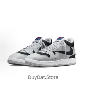 The hook-hooked mid-top sneakers are in gray and blue for both men and women