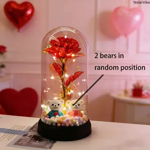 Bear Rose Night Light, LED Decorative Lamp for Bedroom & Desk, Romantic Gift for Valentine’s Day & Christmas