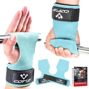 COFOF Premium Double-Layer Leather Weight Lifting Wrist Straps – Adjustable Neoprene-Padded Gym Hooks for Deadlifts & Powerlifting (Pair)