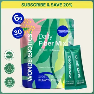 Daily Fiber Supplement Powder Packets - 5 Diverse Fibers with Prebiotics, Superfood Blend for Digestion, Psyllium Husk, PHGG, Drink Mix for Women & Men, Low FODMAP, Sugar Free Healthcare