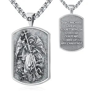 Sebina St Michael Necklace 925 Sterling Silver Jewelry St Michael Medal Pendant Amulet Necklace Gifts for Her Him Women Men