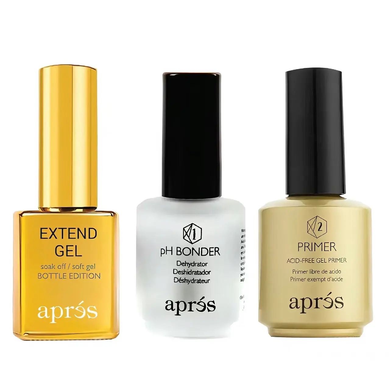 Apres Professional Salon Nail Care Multi-Pack Set - 15ml Gel X Extend Gel, pH Bonder, Dehydrator, Primer, Manicure, Cosmetic