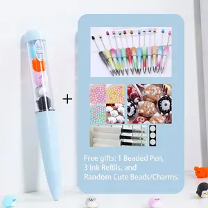Stackable DIY Bead Pen with 3 Ink Refills & 3 Dot Gels for Personalized Writing Stress Relief Fun Creative Stationery Accessory