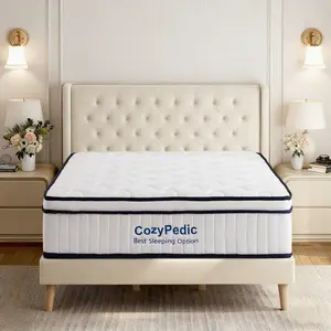 Queen Size Mattress, Memory Foam with Pocket Springs for Back Pain Relief & Pressure Relief, Cooling Antibacterial Cover, CertiPUR-US Certified, Medium Firm, White