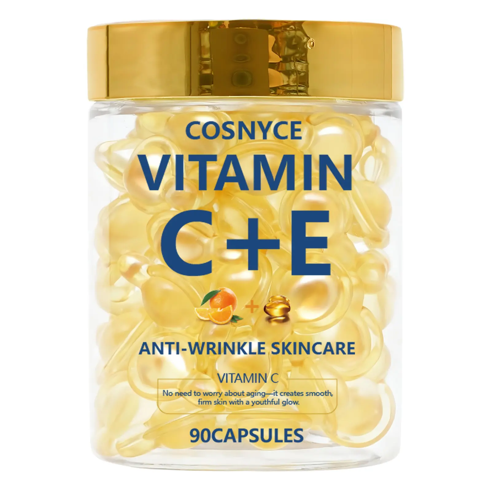 90 Capsules Brightening Vitamin C Facial Serum, Unisex Firming Lifting Face Cream, Smooth Clean Skin, Brighten Skin Tone, Non-Stretchy, Boosts Skin Radiance, Brightening Products, for Men and Women