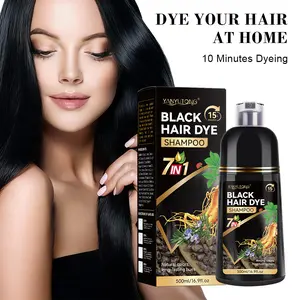 7-in-1 500ml Black, Red, and Dark Brown Shampoo with Ganoderma and Polygonum multiflorum nourishes hair, enhances shine and elasticity, reduces breakage, and supports healthy hair growth by improving scalp circulation.