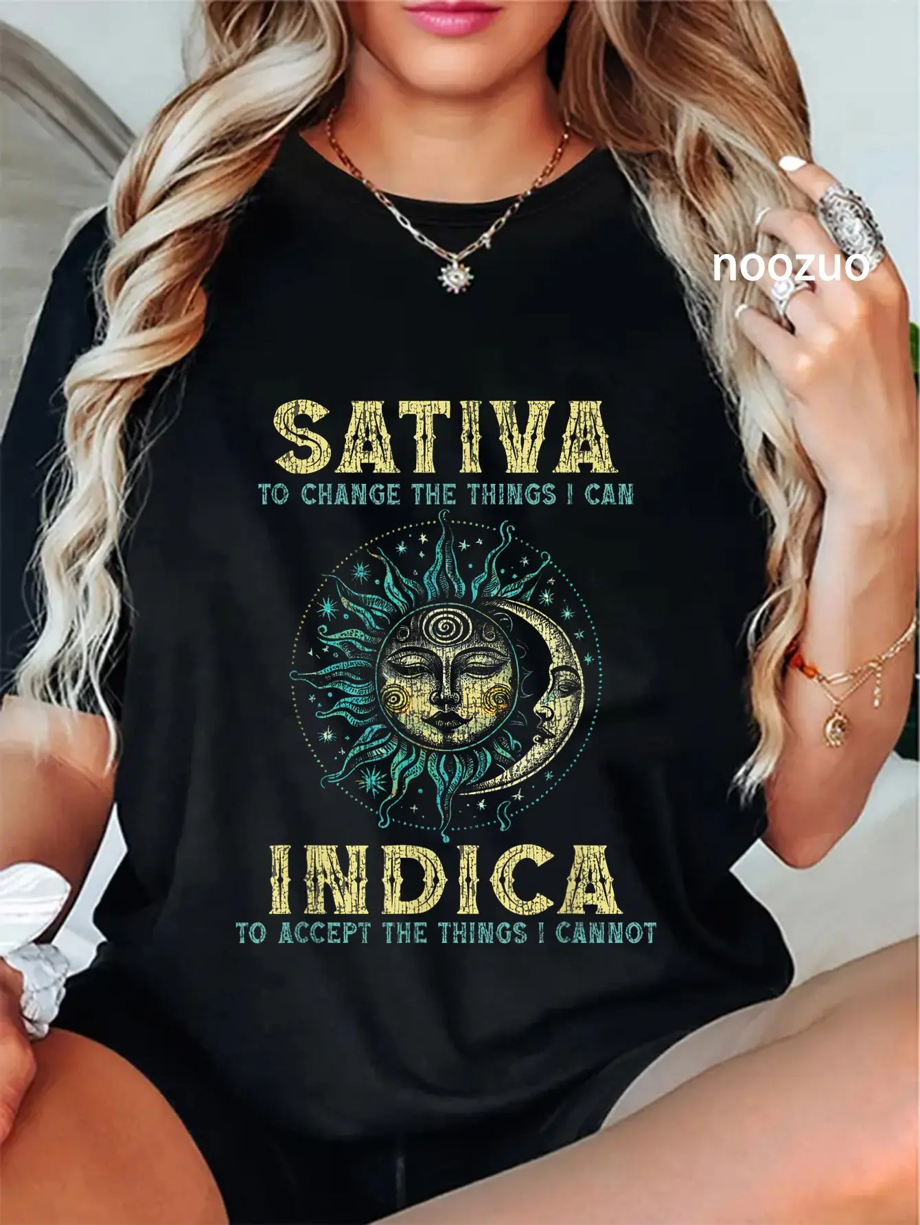 100% Cotton Unisex Sativa To Change The Things I Can Indica Accept Things T-Shirt