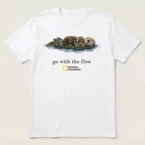 National Geographic Go with the Flow Unisex Cotton T-Shirt, Trendy Streetwear Graphic Tee, Perfect Casual Gift