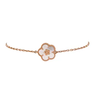 Pre-owned Van Cleef & Arpels Lucky Spring Plum Blossom Bracelet 18K Rose Gold and Mother of Pearl by Rebag