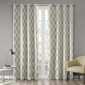 212 MAIN Sunsmart Blackout Curtain Panel - 50x95 in. Polyester Grommet Curtains, Ikat Print, Taupe, Contemporary Home Decoration Home Textile, Easy Install Light-Blocking Blackout Window Cover