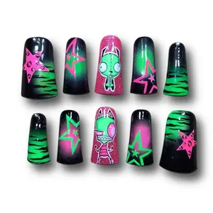 Hand Painted Press On Set for Fans of Invader Zim