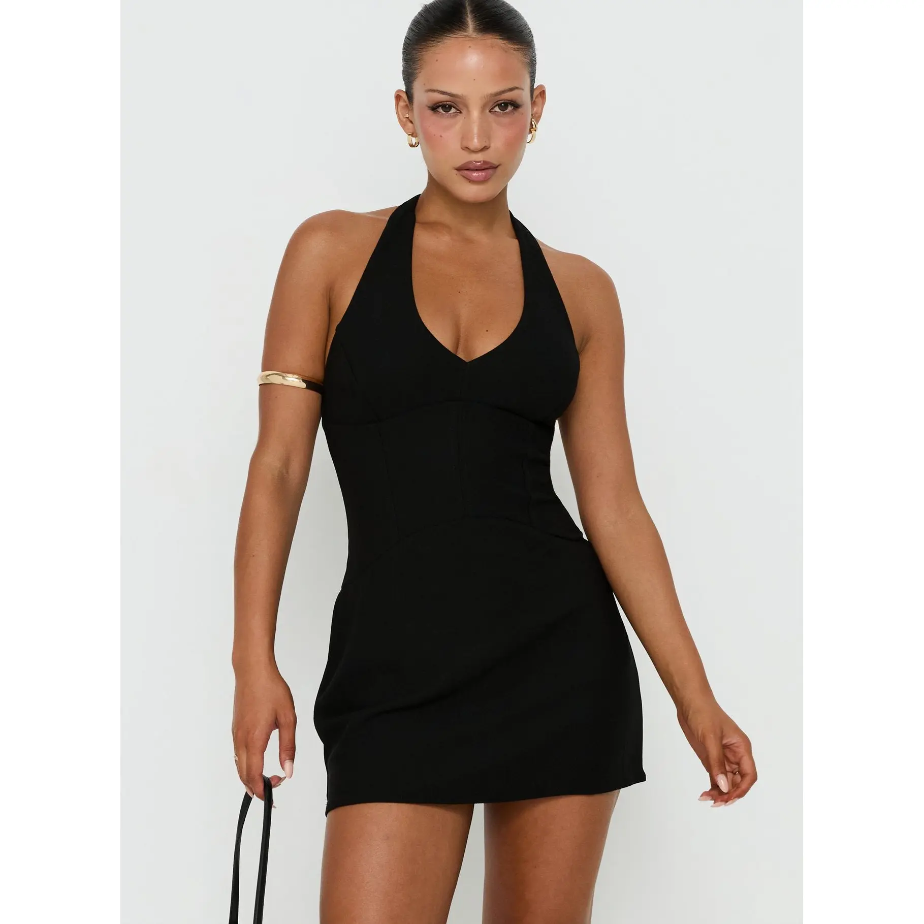 Claudina Halter Playsuit Black