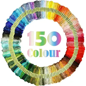 Rainbow Color Embroidery Thread Cross Stitch Threads Bracelets Floss Crafts Floss 150 Skeins