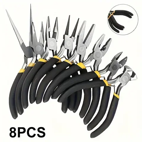 8pcs Mini Jewelry Pliers Set - Needle Nose, Angled Vise & Wire Trimmer - Multifunctional DIY Craft Tools for Jewelry Making and Repair Multipurpose Plier Set Pliers Kit