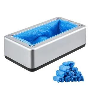 VEVOR Shoe Cover Dispenser, Automatic Shoe Film Machine with 1 Roll (600 Pcs) of Non-Slip Disposable Sole Membrane, Fits Size Up to US 11, for Home, Office, Lab, Factory, Hospital, Indoor Use, Silver