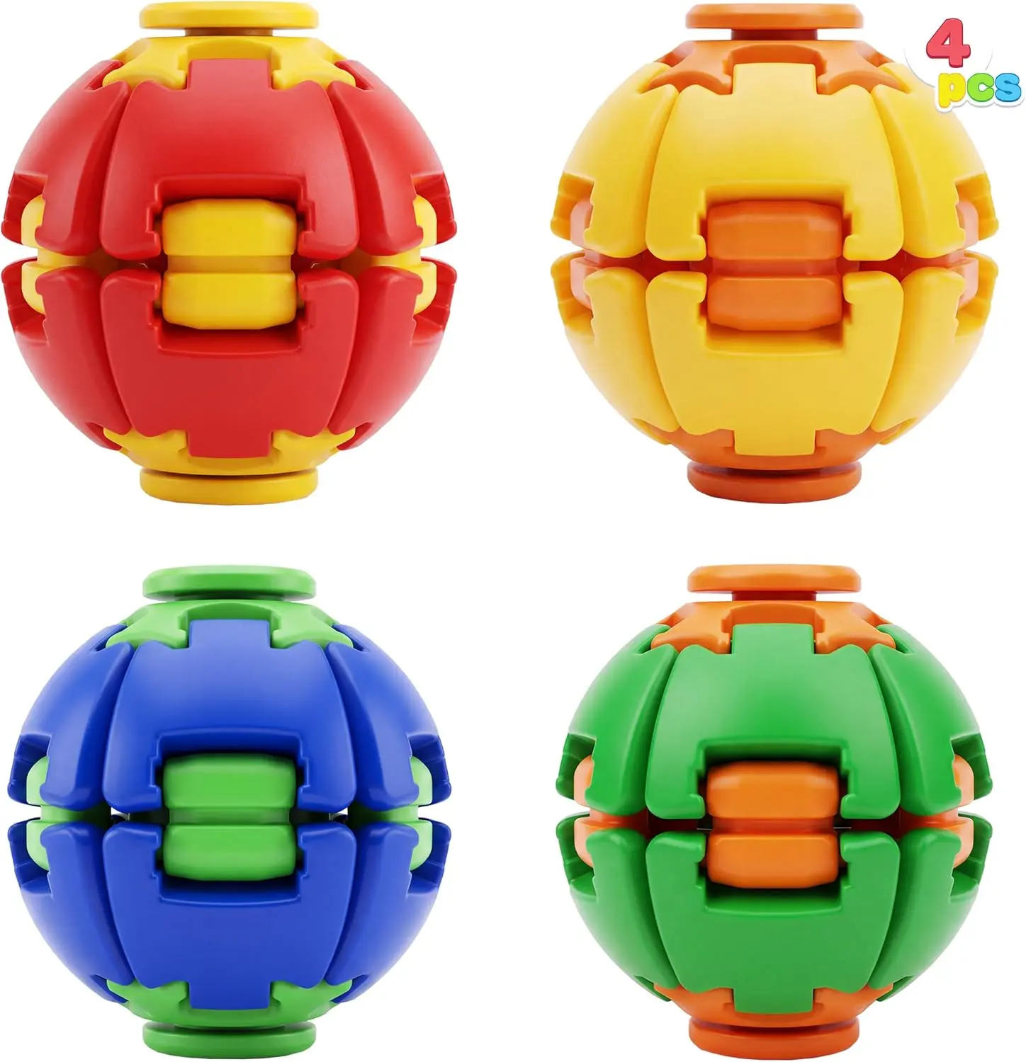 JOYIN 4 Pack Press to Spin Fidget Spinner Balls, High-Speed Sensory Desk Toys, Quiet Pocket Size Stress Relief for Adults Kids, Office Classroom Travel