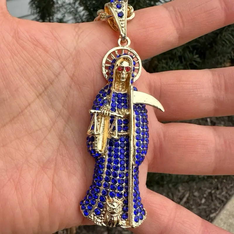 Santa Muerte 24” Cuban Chain  Gold Plated Necklace