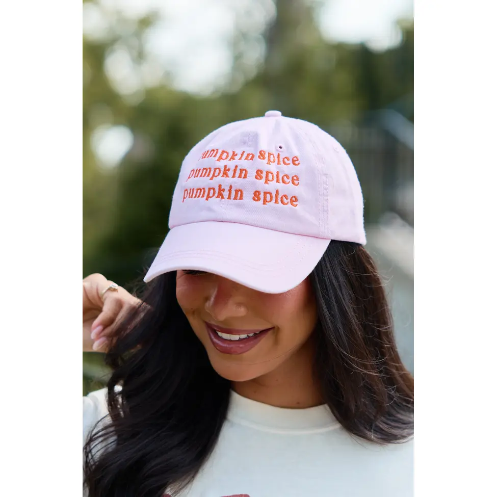 Pumpkin Spice Repeat Pink Embroidered Relaxed Hat