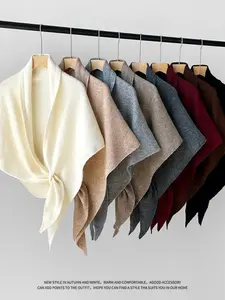 Elegant Knitted Triangle Scarf for Women, Casual Soft Scarf, Autumn Winter Neck Warmth Shawl, Pure Color Snood for Air Conditioning Rooms