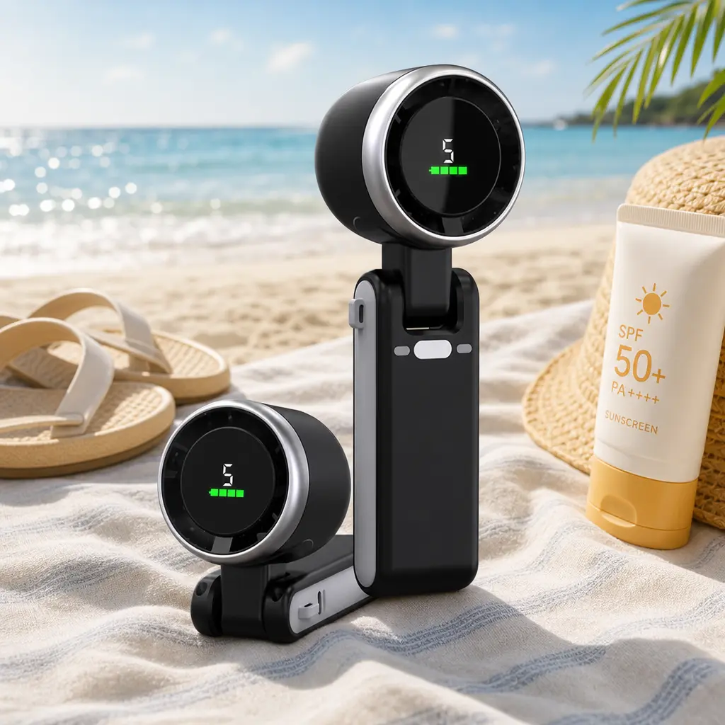 2026 New 3-in-1 Portable Neck & Handheld Fan - Portable Neck Fan 3-in-1, 5 Wind Speeds, HD Display, Long-Lasting Battery – Perfect for Travel, Workout, Hot Outdoors!