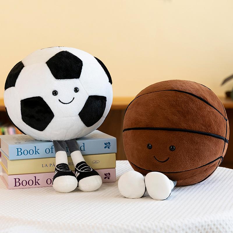 9.8-inch Basketball Plush Toy, Soft Filling Sports Plush Ball, Cute and Funny American Basketball Doll with Feet, Creative Basketball Ball-Shaped Decorative Cushion - Boys Girls Plush Toy, Basketball Pillow Gift, Suitable for Room Decoration, Sofa or Bed