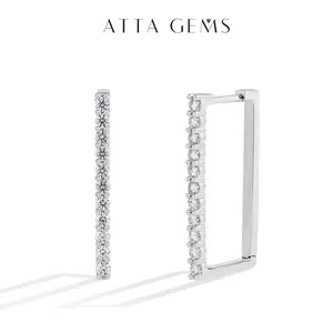 Classic D VVS1 Color Lab-Created Moissanite Hoop Earrings for Women Sparkling Wedding Band Party Fine Jewelry Gift E048