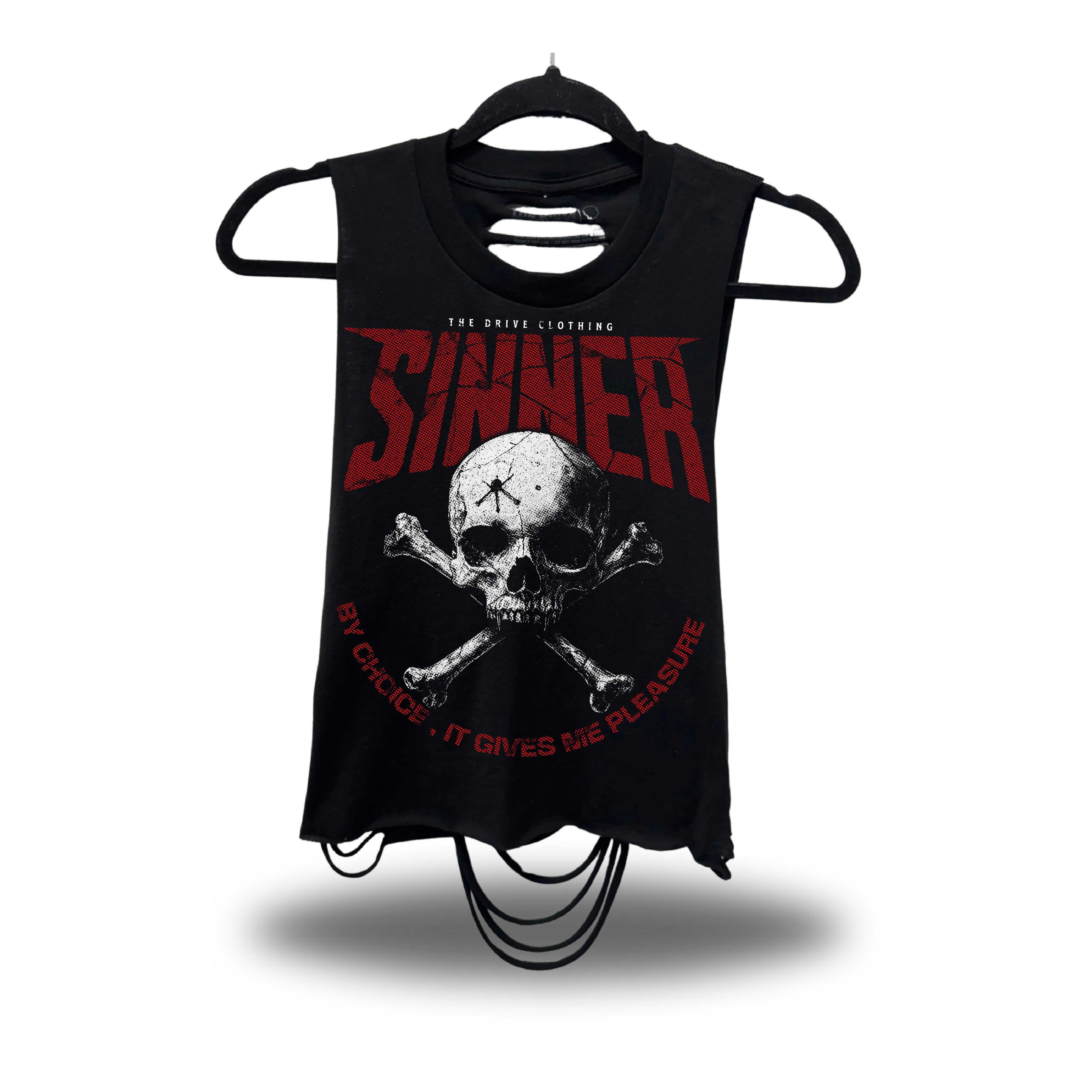 TheDriveClothing Sinner 2.0 Road Rash Razor Cut Black Crop Tank – Y2K Streetwear Crop Tee, TikTok Viral Biker Fashion, Grunge Goth Alt Girl Aesthetic, Urban Festival Summer Outfit, Edgy Streetwear Top