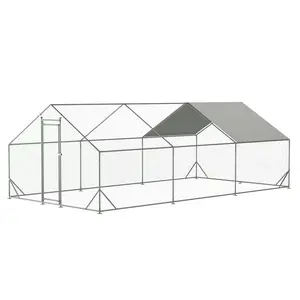 Large metal chicken coop, walk-in chicken run, galvanized wire poultry chicken hen pen cage, rabbit and duck cages with waterproof and UV-resistant covers for outdoor use