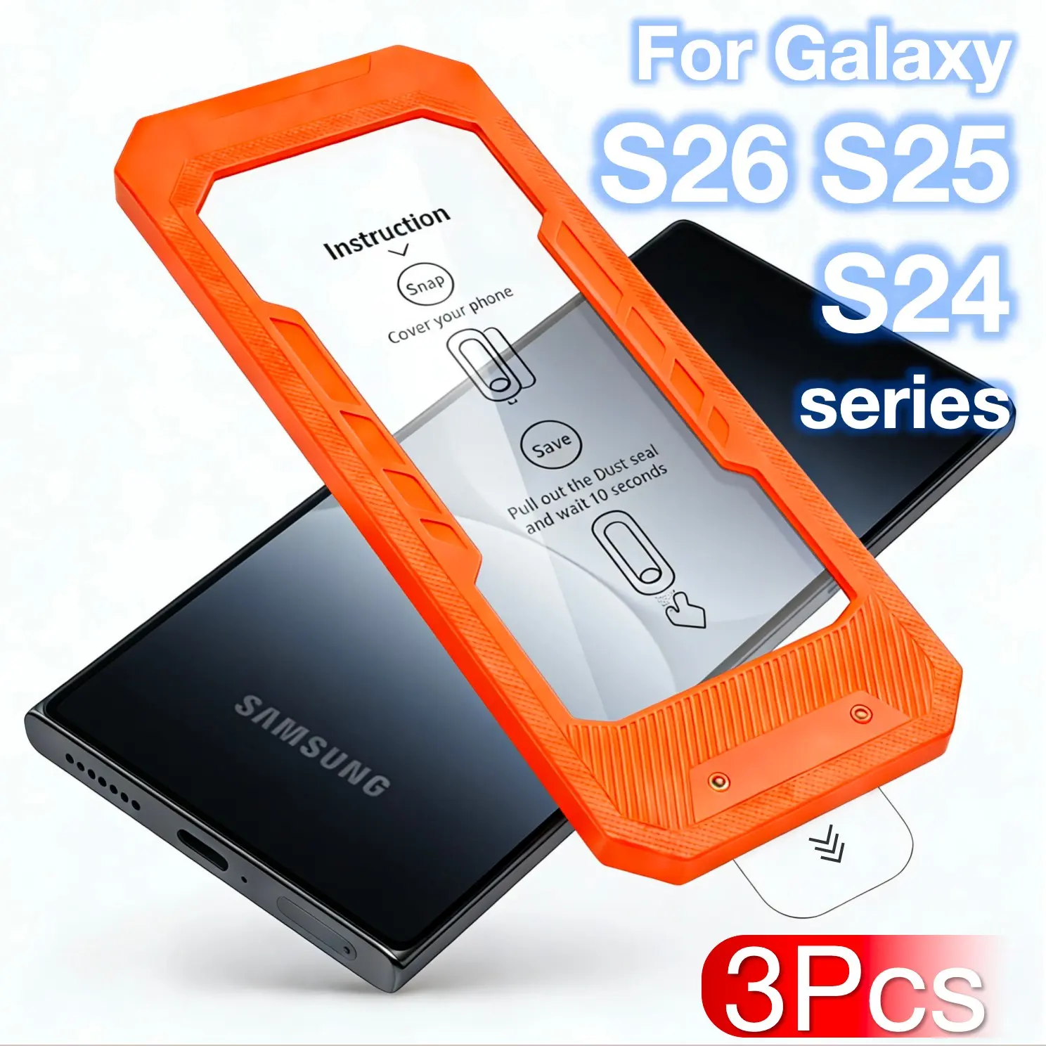 3-Pack Samsung Galaxy S26 S25 S24 Ultra Plus + Protective Screen Protector Film, Ultrasonic Fingerprint Removal, Automatic Alignment, Installation, Dust-Free Case, Military-Grade Protection
