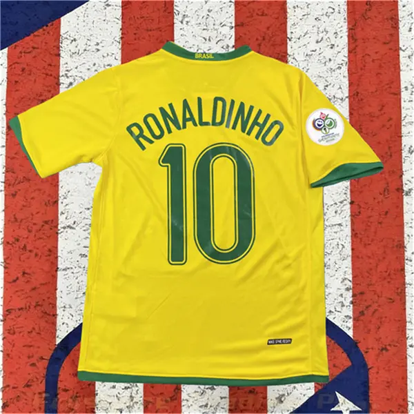 2006 Brazil Home No.10 Ronaldinho Short sleeve Soccer Jersey